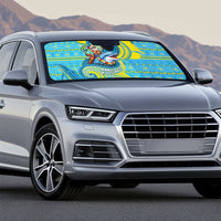 Tuvalu Christmas Auto Sun Shade Santa Riding Ocean Dolphin