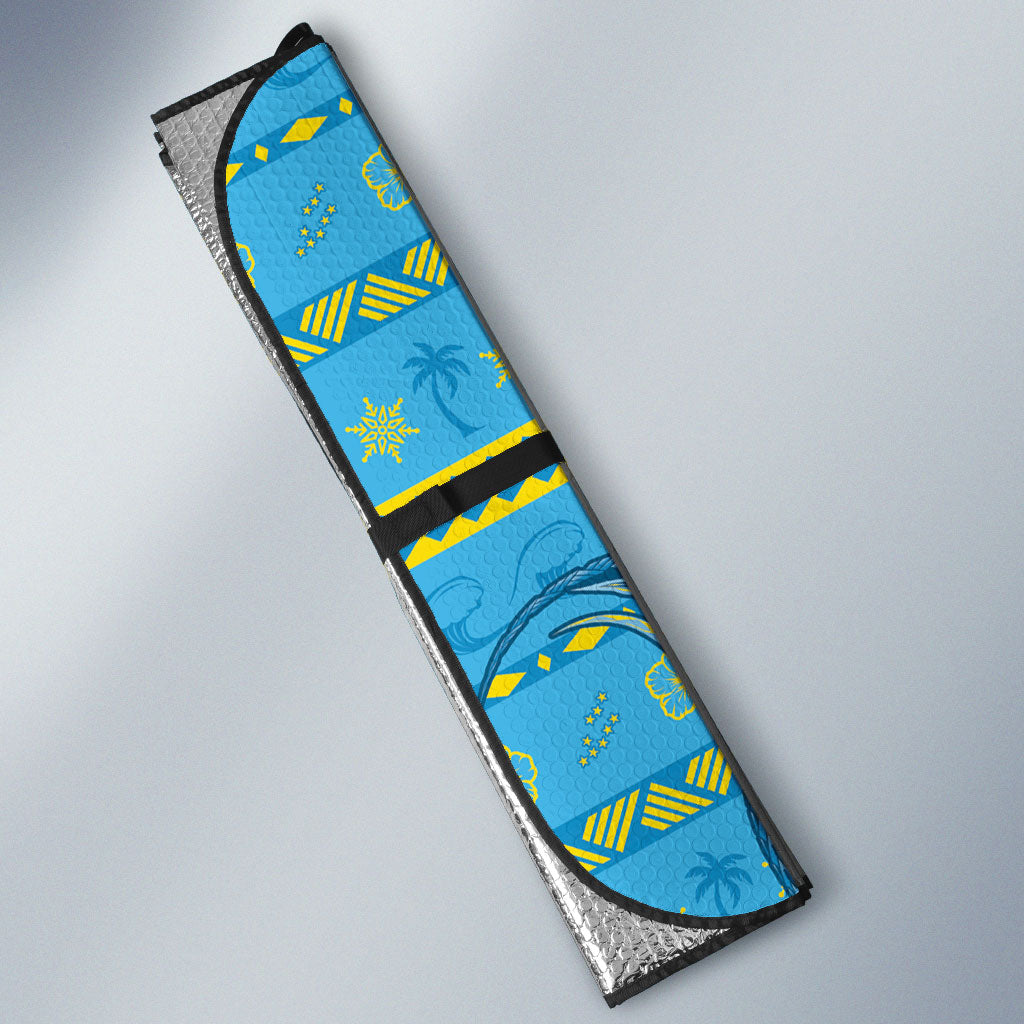Tuvalu Christmas Auto Sun Shade Santa Riding Ocean Dolphin