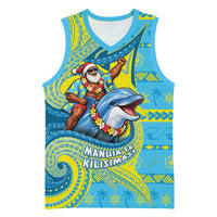Tuvalu Christmas Basketball Jersey Santa Riding Ocean Dolphin