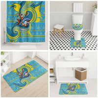 Tuvalu Christmas Bathroom Set Santa Riding Ocean Dolphin