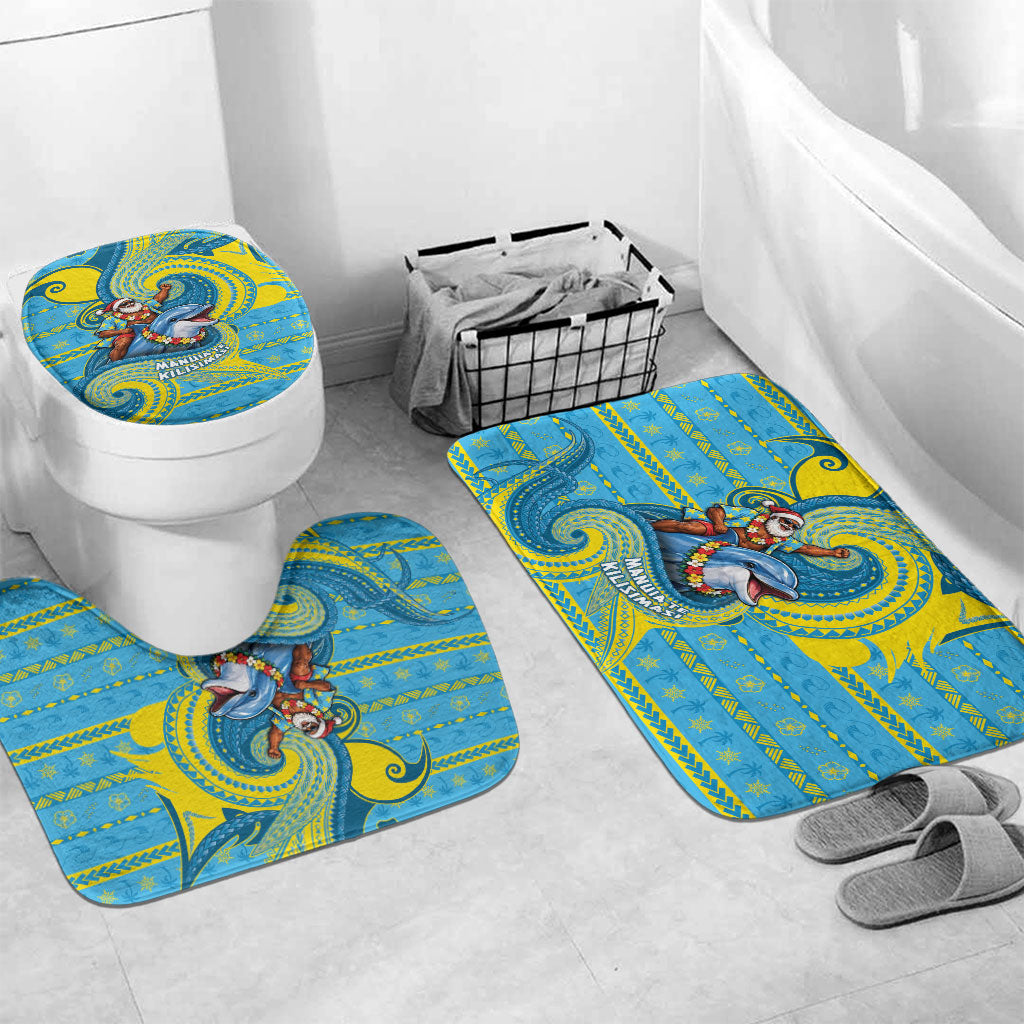 Tuvalu Christmas Bathroom Set Santa Riding Ocean Dolphin