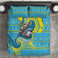 Tuvalu Christmas Bedding Set Santa Riding Ocean Dolphin