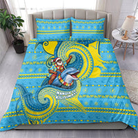 Tuvalu Christmas Bedding Set Santa Riding Ocean Dolphin