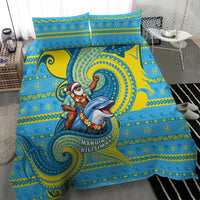 Tuvalu Christmas Bedding Set Santa Riding Ocean Dolphin