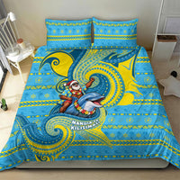 Tuvalu Christmas Bedding Set Santa Riding Ocean Dolphin