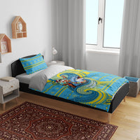 Tuvalu Christmas Bedding Set Santa Riding Ocean Dolphin