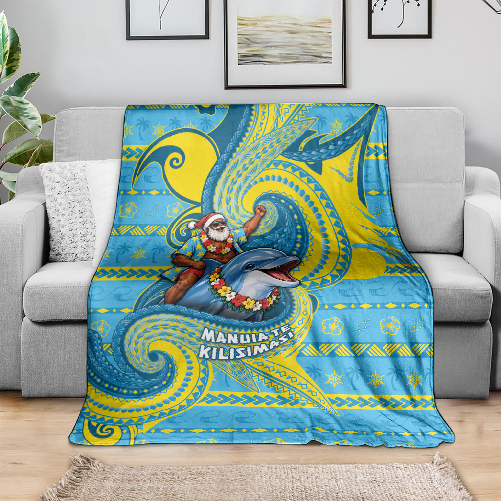 Tuvalu Christmas Blanket Santa Riding Ocean Dolphin DT05 - Polynesian Pride