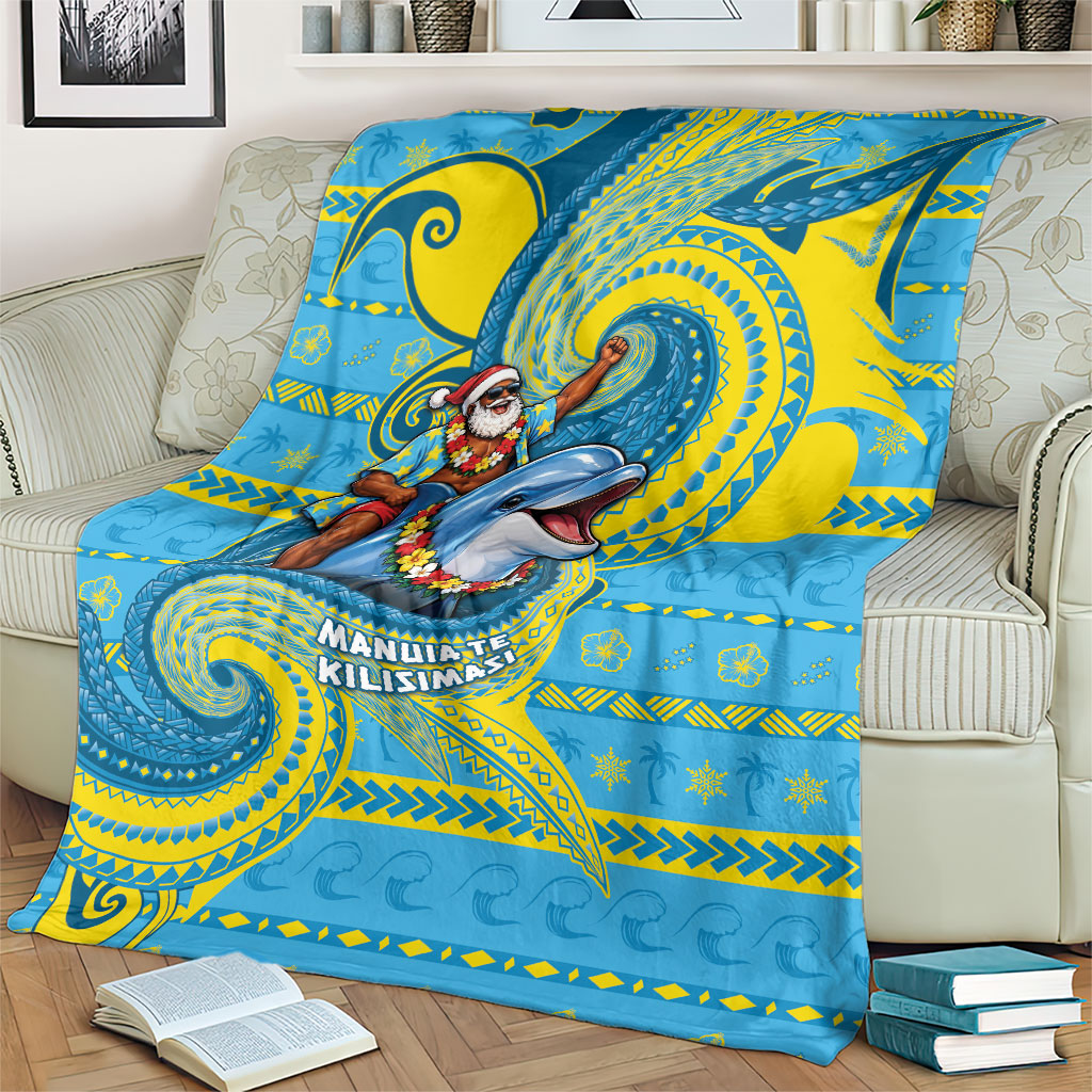 Tuvalu Christmas Blanket Santa Riding Ocean Dolphin DT05 - Polynesian Pride