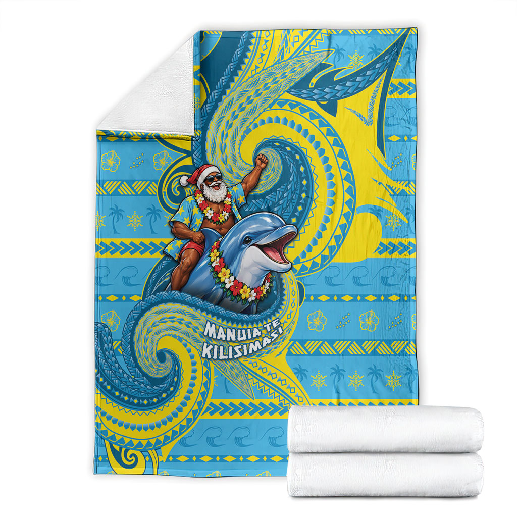 Tuvalu Christmas Blanket Santa Riding Ocean Dolphin DT05 - Polynesian Pride
