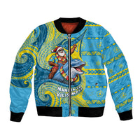 Tuvalu Christmas Bomber Jacket Santa Riding Ocean Dolphin