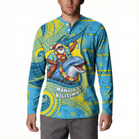 Tuvalu Christmas Button Sweatshirt Santa Riding Ocean Dolphin