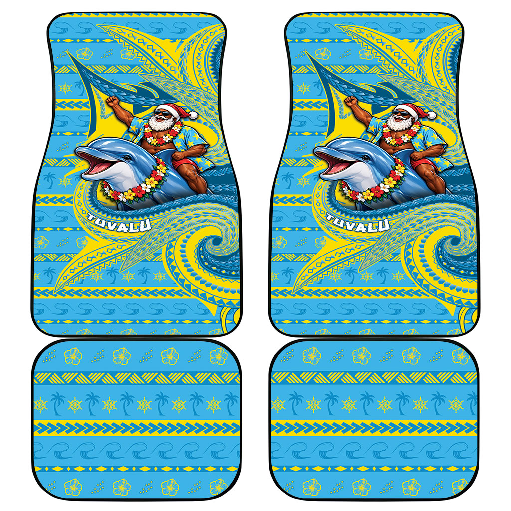 Tuvalu Christmas Car Mats Santa Riding Ocean Dolphin