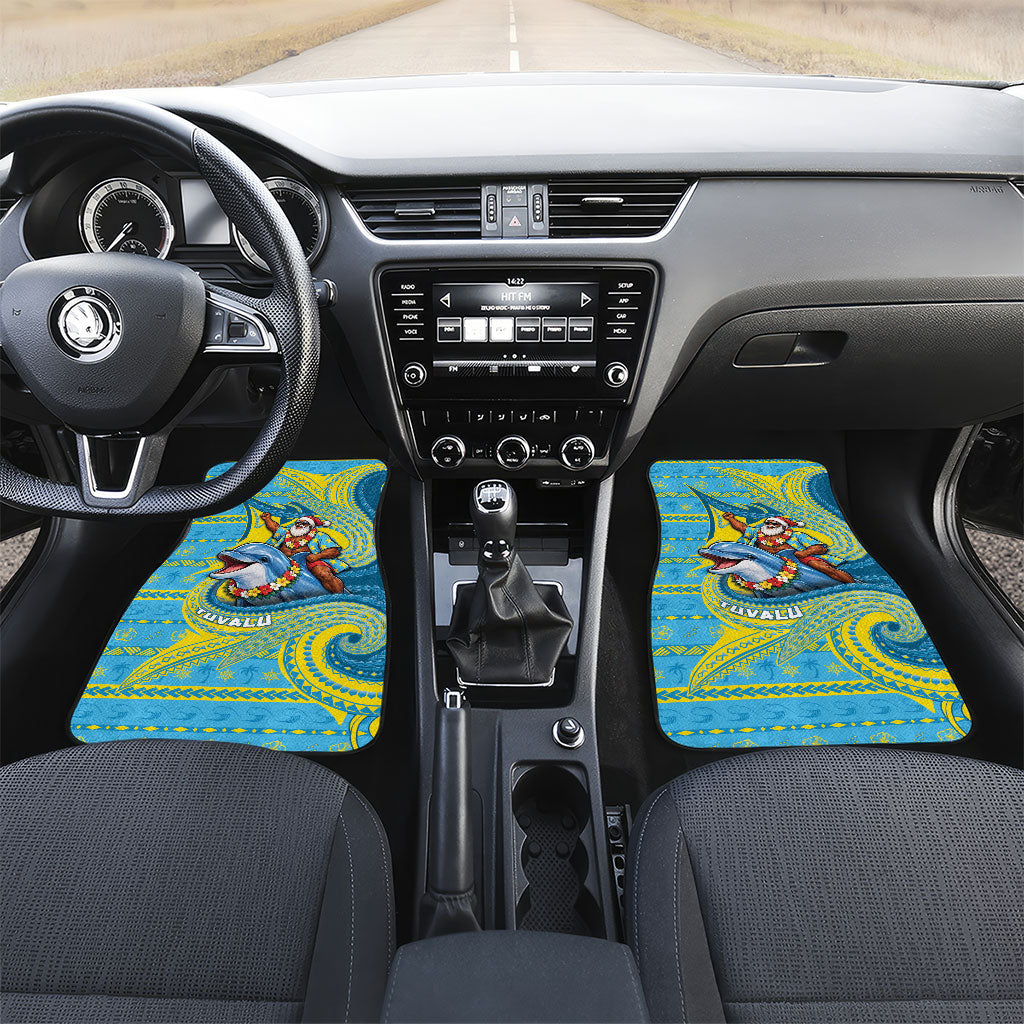 Tuvalu Christmas Car Mats Santa Riding Ocean Dolphin
