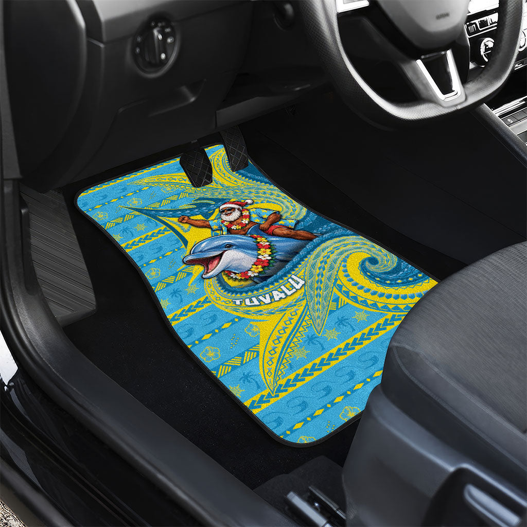 Tuvalu Christmas Car Mats Santa Riding Ocean Dolphin