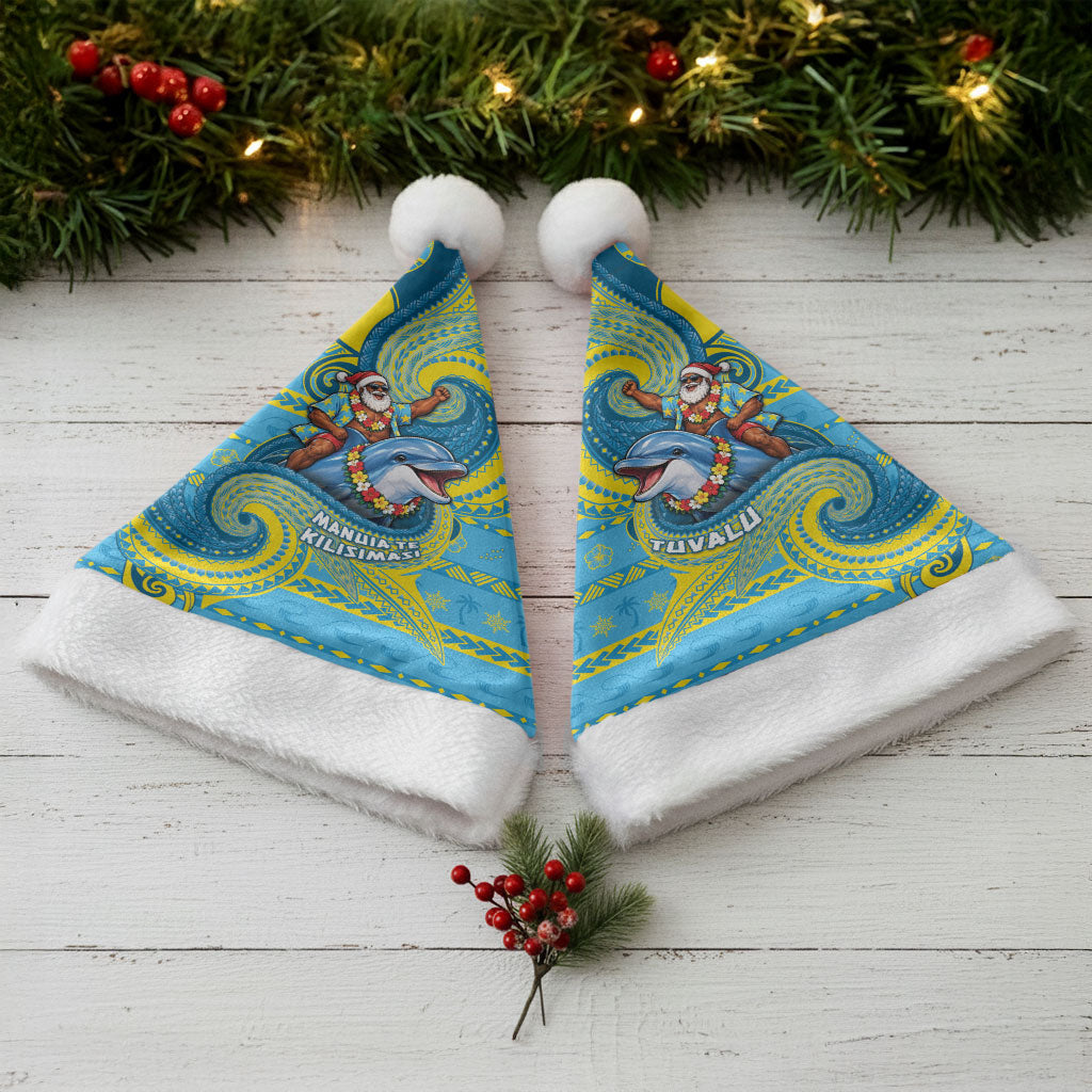 Tuvalu Christmas Santa Hat Santa Riding Ocean Dolphin