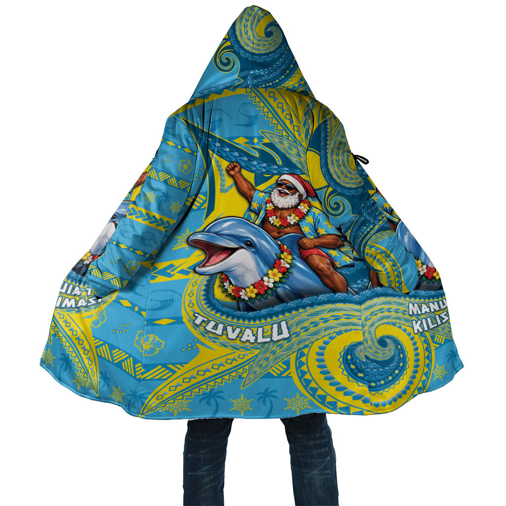 Tuvalu Christmas Cloak Santa Riding Ocean Dolphin