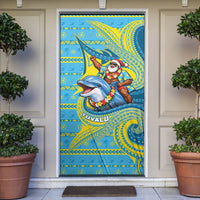 Tuvalu Christmas Door Cover Santa Riding Ocean Dolphin