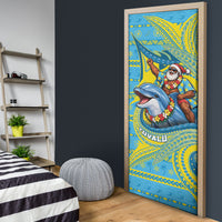 Tuvalu Christmas Door Cover Santa Riding Ocean Dolphin