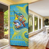 Tuvalu Christmas Door Cover Santa Riding Ocean Dolphin