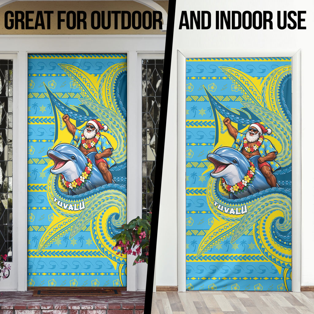 Tuvalu Christmas Door Cover Santa Riding Ocean Dolphin