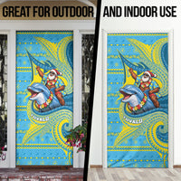 Tuvalu Christmas Door Cover Santa Riding Ocean Dolphin