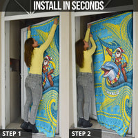Tuvalu Christmas Door Cover Santa Riding Ocean Dolphin
