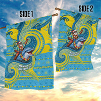 Tuvalu Christmas Garden Flag Santa Riding Ocean Dolphin