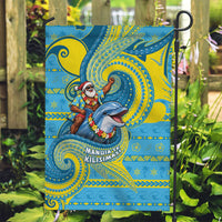 Tuvalu Christmas Garden Flag Santa Riding Ocean Dolphin