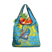 Tuvalu Christmas Grocery Bag Santa Riding Ocean Dolphin