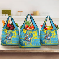 Tuvalu Christmas Grocery Bag Santa Riding Ocean Dolphin