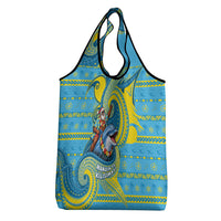 Tuvalu Christmas Grocery Bag Santa Riding Ocean Dolphin