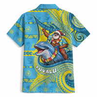 Tuvalu Christmas Hawaiian Shirt Santa Riding Ocean Dolphin