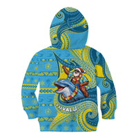 Tuvalu Christmas Kid Hoodie Santa Riding Ocean Dolphin DT05 - Polynesian Pride