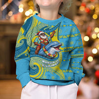 Tuvalu Christmas Kid Ugly Christmas Sweater Santa Riding Ocean Dolphin