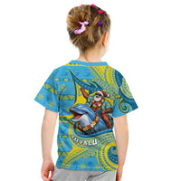 Tuvalu Christmas Kid T Shirt Santa Riding Ocean Dolphin DT05 - Polynesian Pride