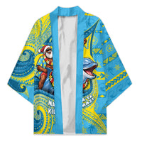 Tuvalu Christmas Kimono Santa Riding Ocean Dolphin