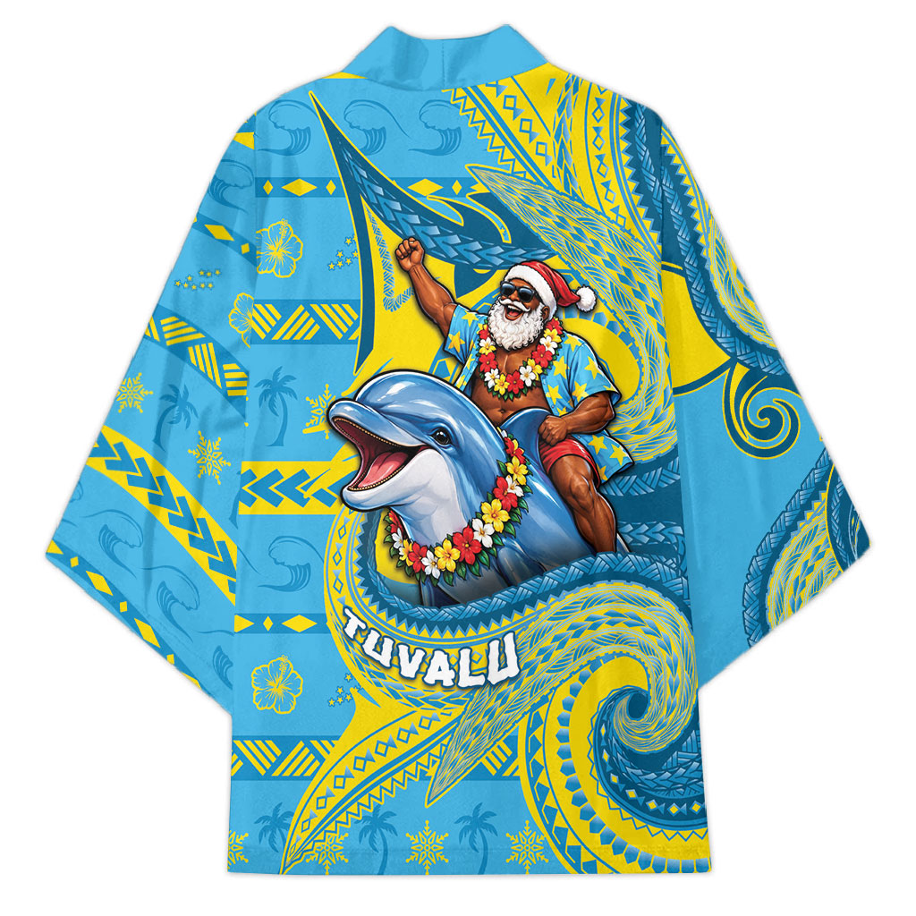 Tuvalu Christmas Kimono Santa Riding Ocean Dolphin