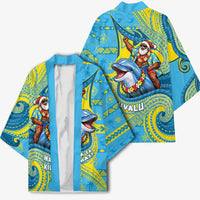 Tuvalu Christmas Kimono Santa Riding Ocean Dolphin