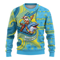 Tuvalu Christmas Ugly Christmas Sweater Santa Riding Ocean Dolphin