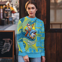 Tuvalu Christmas Ugly Christmas Sweater Santa Riding Ocean Dolphin