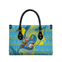 Tuvalu Christmas Leather Bag Santa Riding Ocean Dolphin