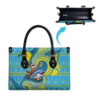 Tuvalu Christmas Leather Bag Santa Riding Ocean Dolphin