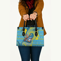Tuvalu Christmas Leather Bag Santa Riding Ocean Dolphin