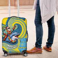Tuvalu Christmas Luggage Cover Santa Riding Ocean Dolphin DT05 Blue - Polynesian Pride