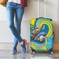 Tuvalu Christmas Luggage Cover Santa Riding Ocean Dolphin DT05 - Polynesian Pride