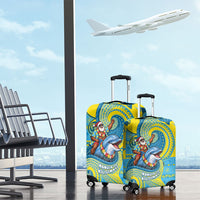 Tuvalu Christmas Luggage Cover Santa Riding Ocean Dolphin DT05 - Polynesian Pride