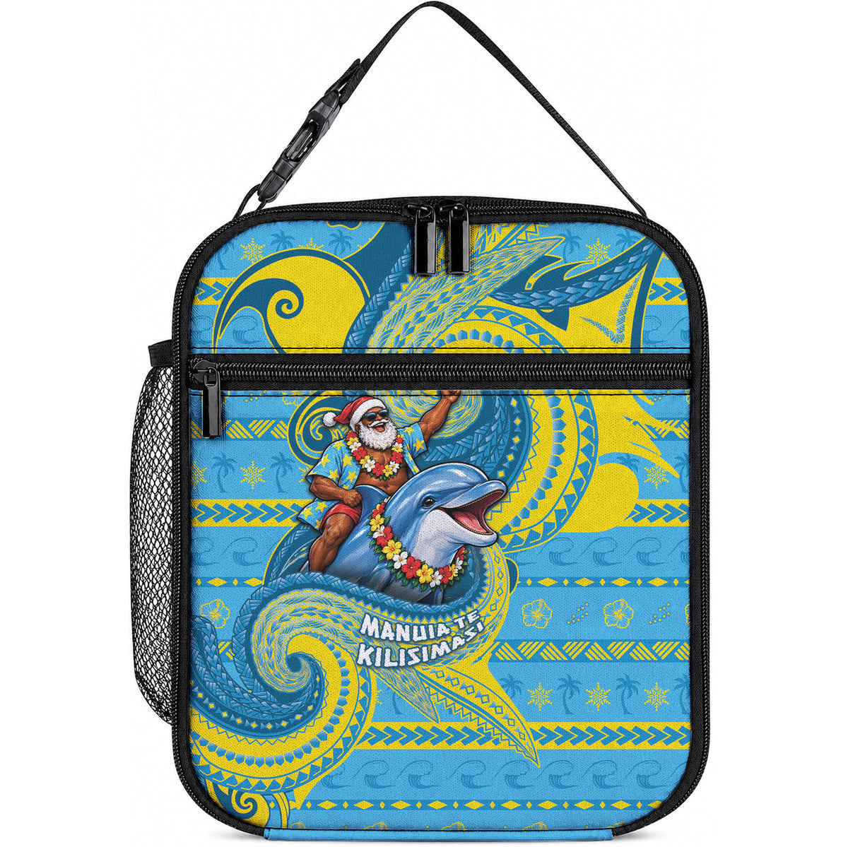 Tuvalu Christmas Lunch Bag Santa Riding Ocean Dolphin