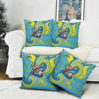 Tuvalu Christmas Pillow Cover Santa Riding Ocean Dolphin