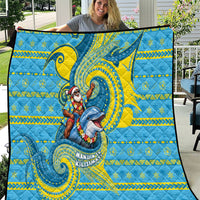 Tuvalu Christmas Quilt Santa Riding Ocean Dolphin