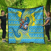 Tuvalu Christmas Quilt Santa Riding Ocean Dolphin